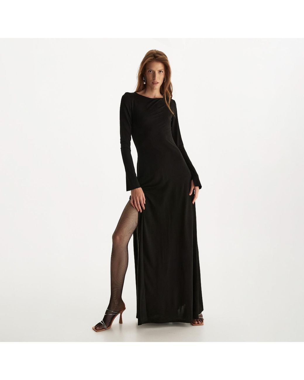 Lita Couture Black Open Back Dress With Side Split