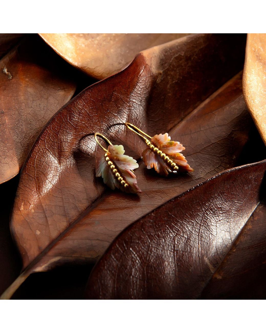 Milou Jewelry Metallic Agate Leaf Earrings