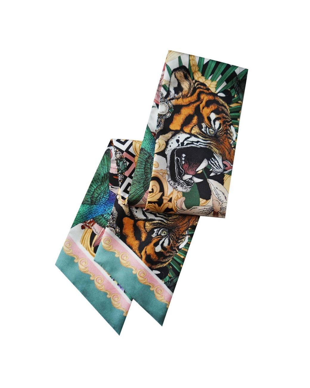 Emily Carter Blue The Baroque Tiger Luxe Twilly Scarf