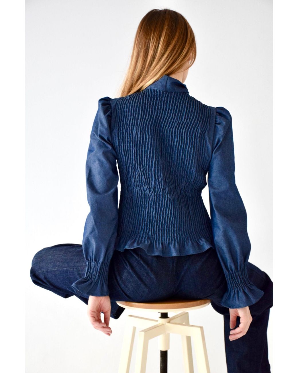 Mind Traveler Blue Chia Denim Tie Blouse