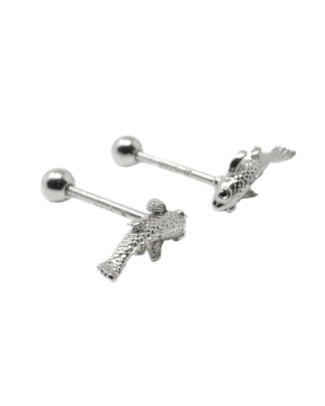 NASI SILVER Metallic Fish Neshama Studs