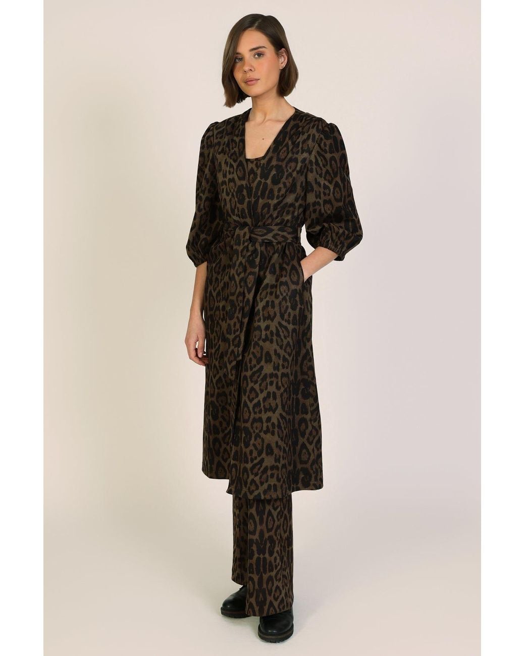 Traffic People Multicolor Bet Lynch Lives Leopard Print Duster Wrap Coat