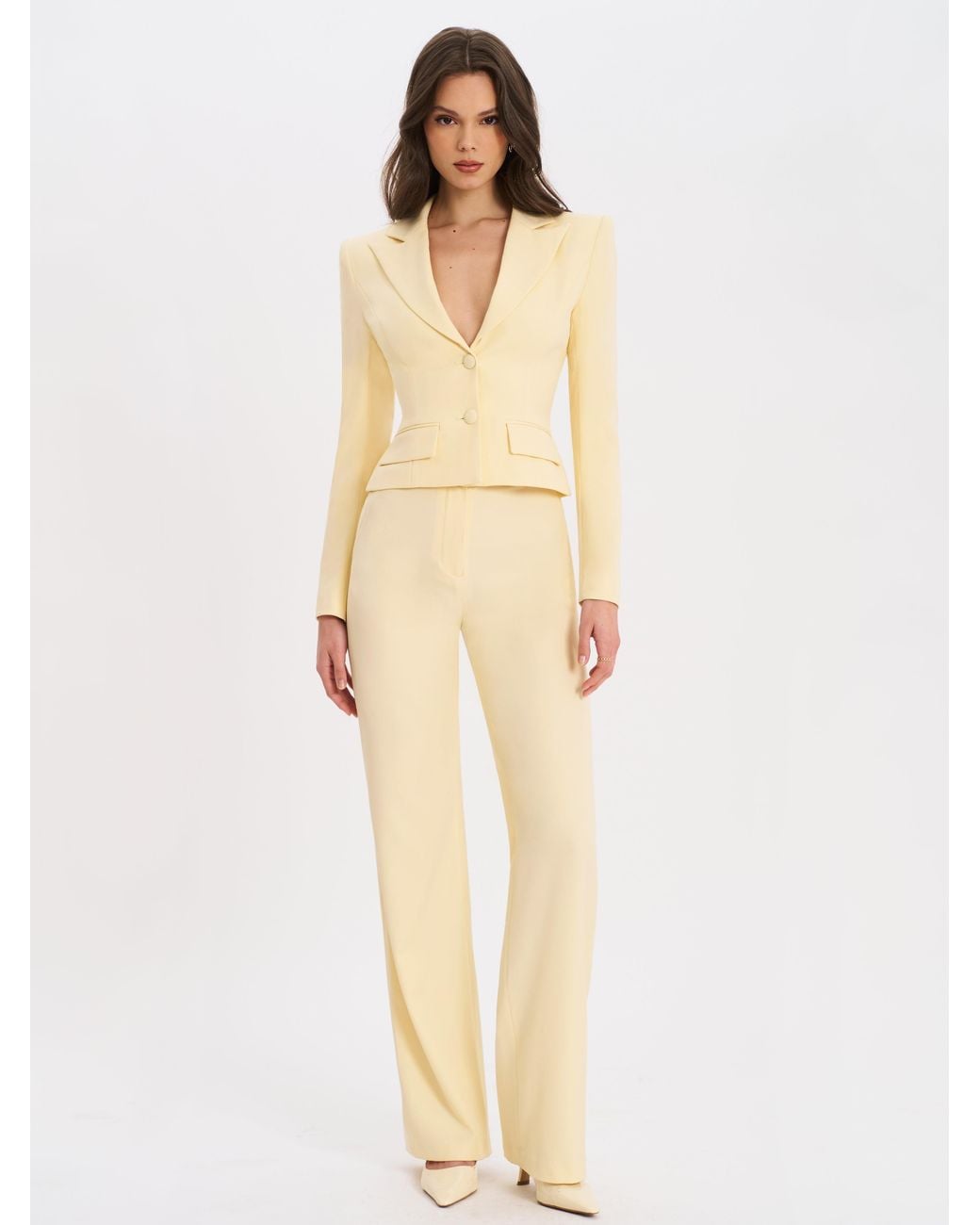 Miss Circle New York White Quinnie Butter Slim Suit Pants