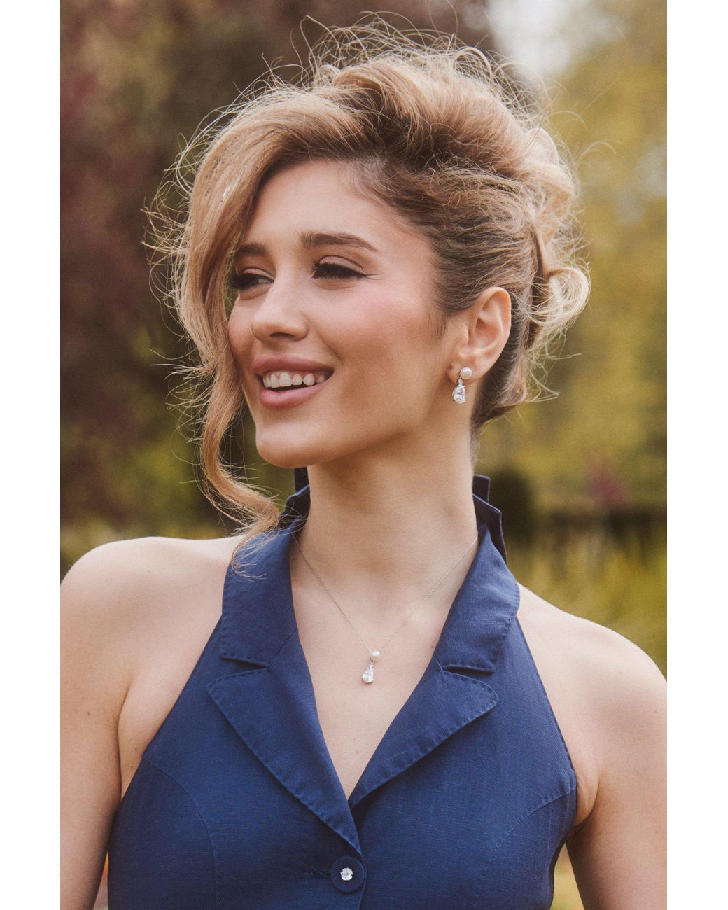 Santinni White Highgrove Crystal & Pearl Necklace