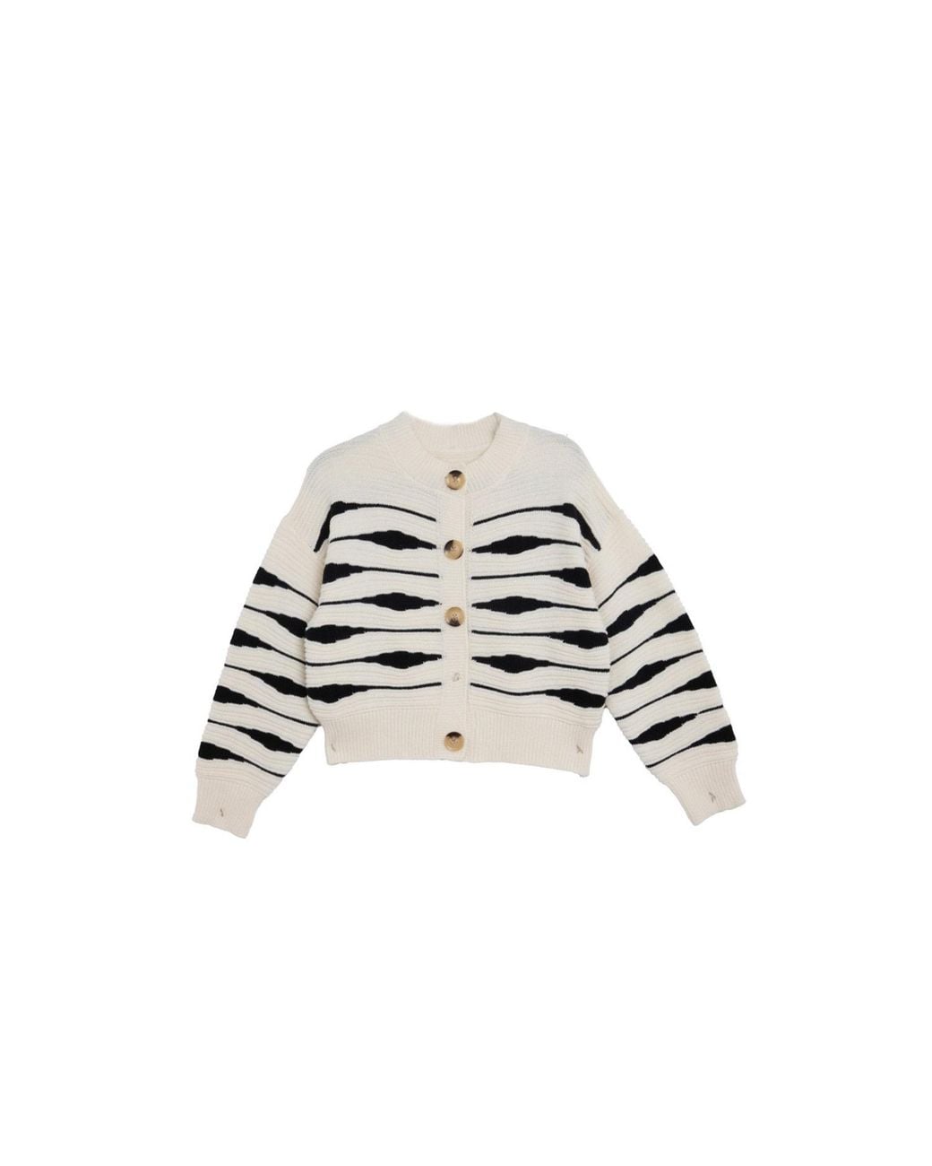 Saachi Metallic Zebra Buttoned Knit Cardigan