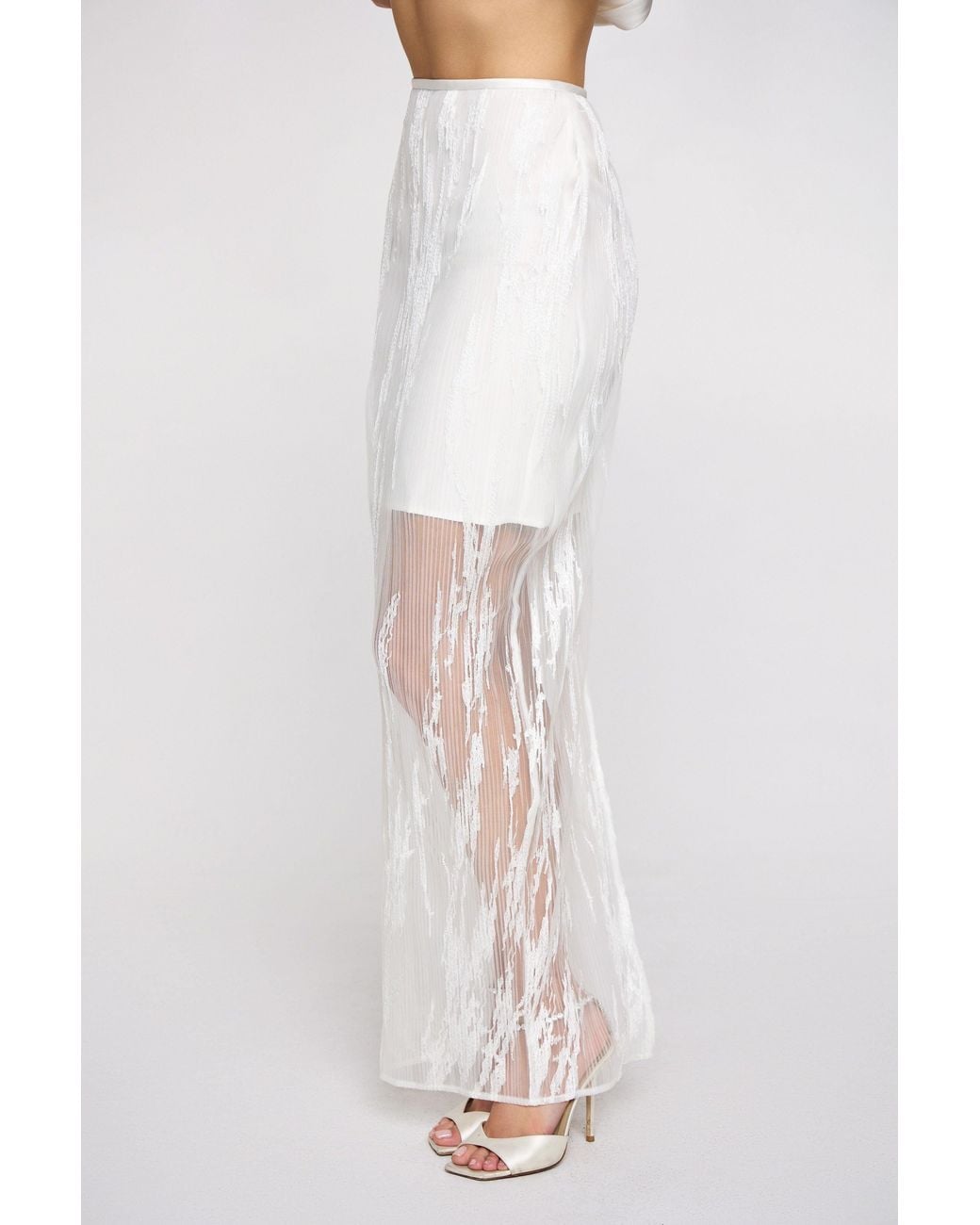Marieta Yan White Ophélie Sheer Pleated Skirt