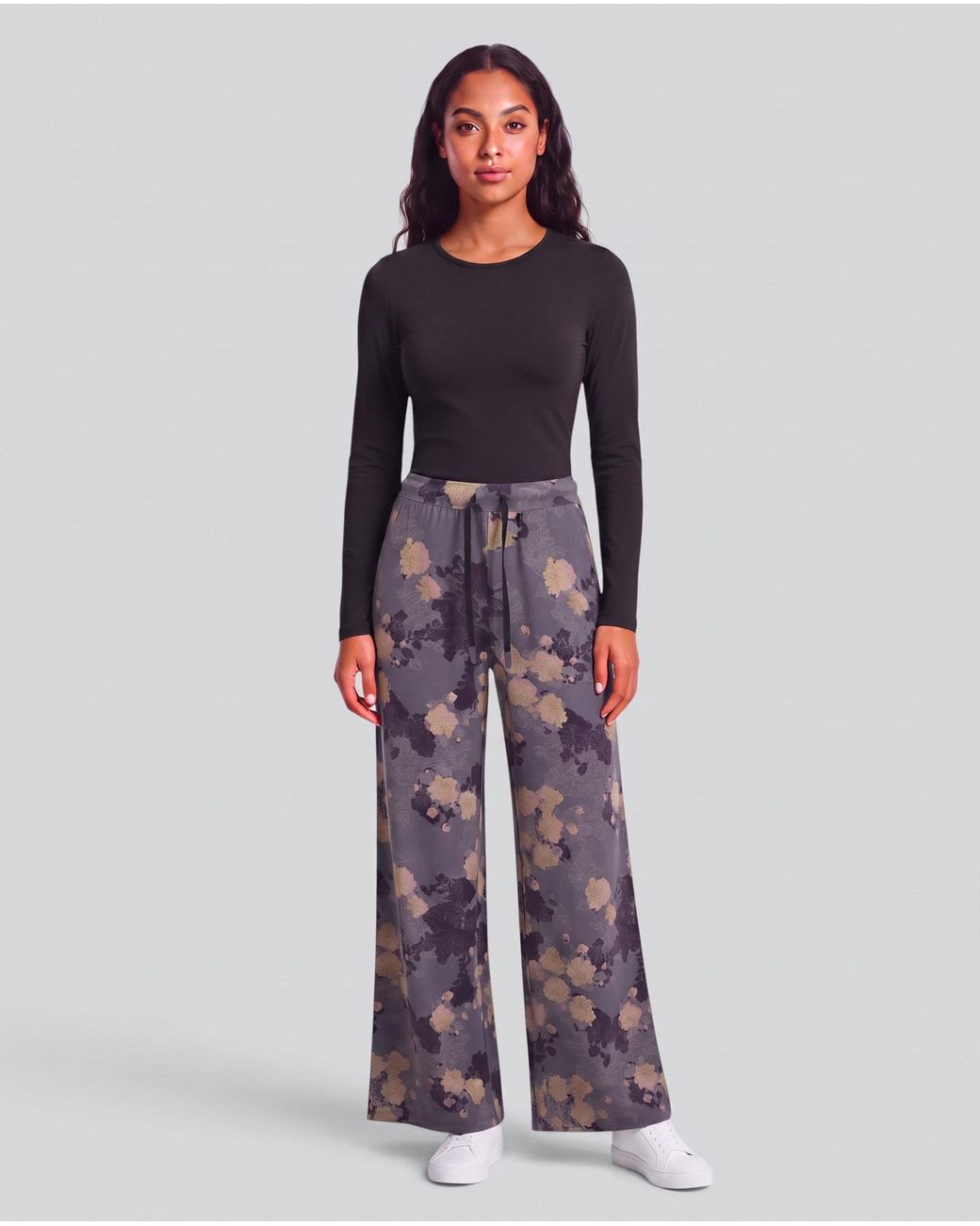 Lords of Harlech Blue Sanchez Lans Floral Stretch Knit Drawstring Pant