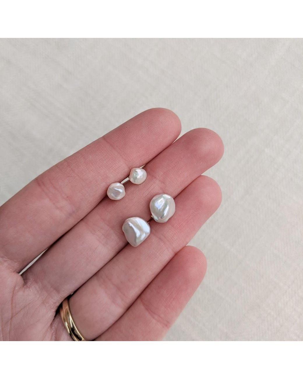 Kiri & Belle Metallic Dot Keshi Pearl Sterling Stud Earrings
