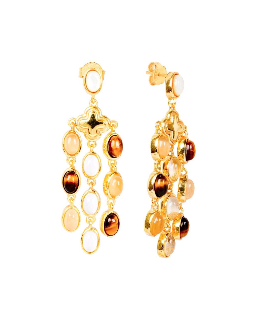Lila Rasa Metallic Neutrals Earthy Tone Chandelier Earrings