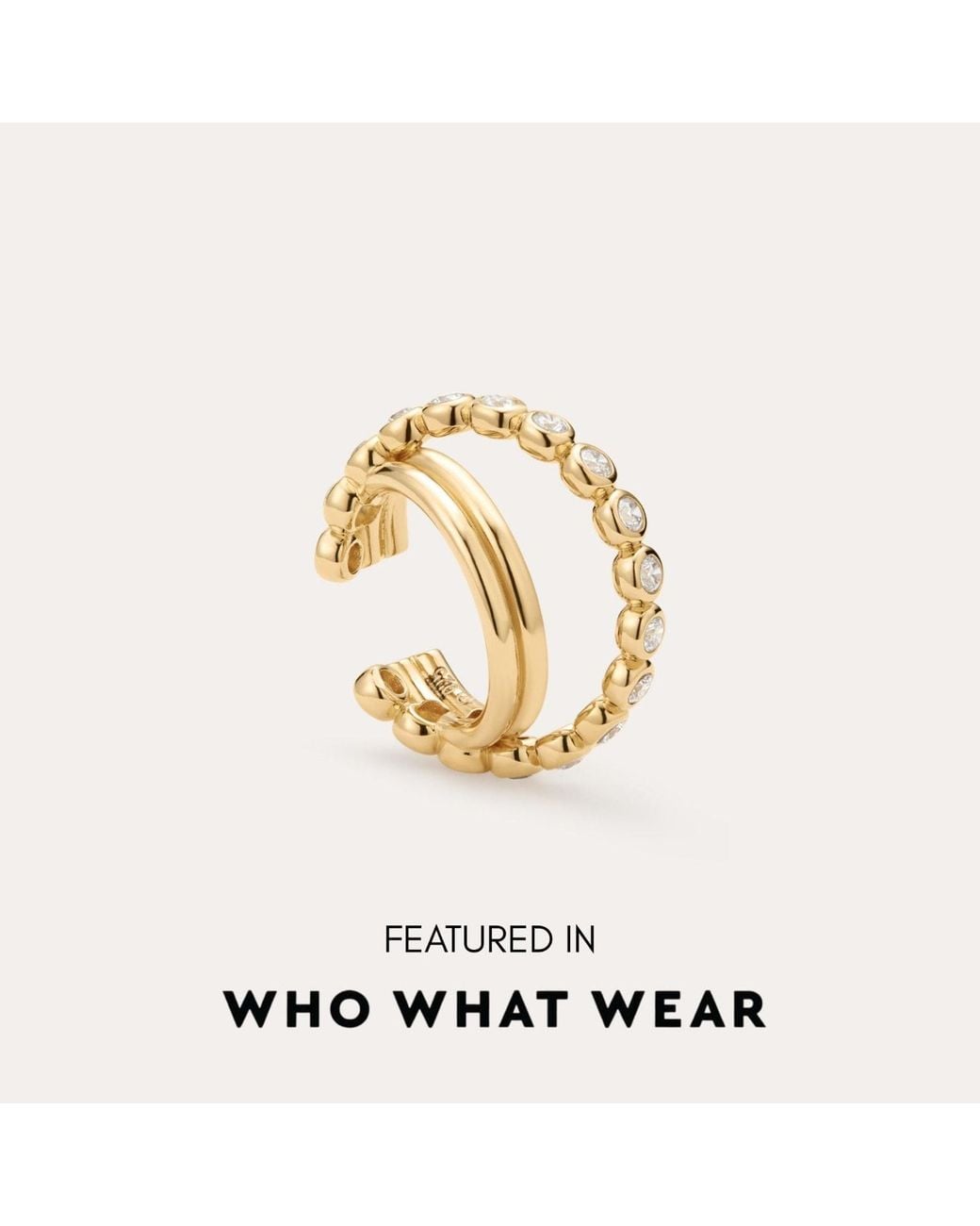 Vanhi Metallic Vina Crystal Bezel Ear Cuff