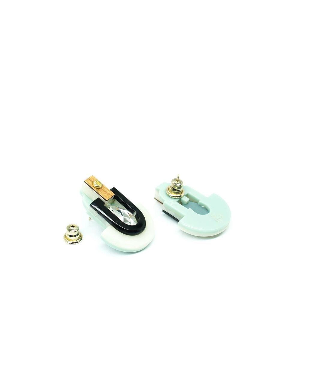 Gissa Bicalho Black Handmade Acrylic Earring Deco S Stone Mirror Drop Cream