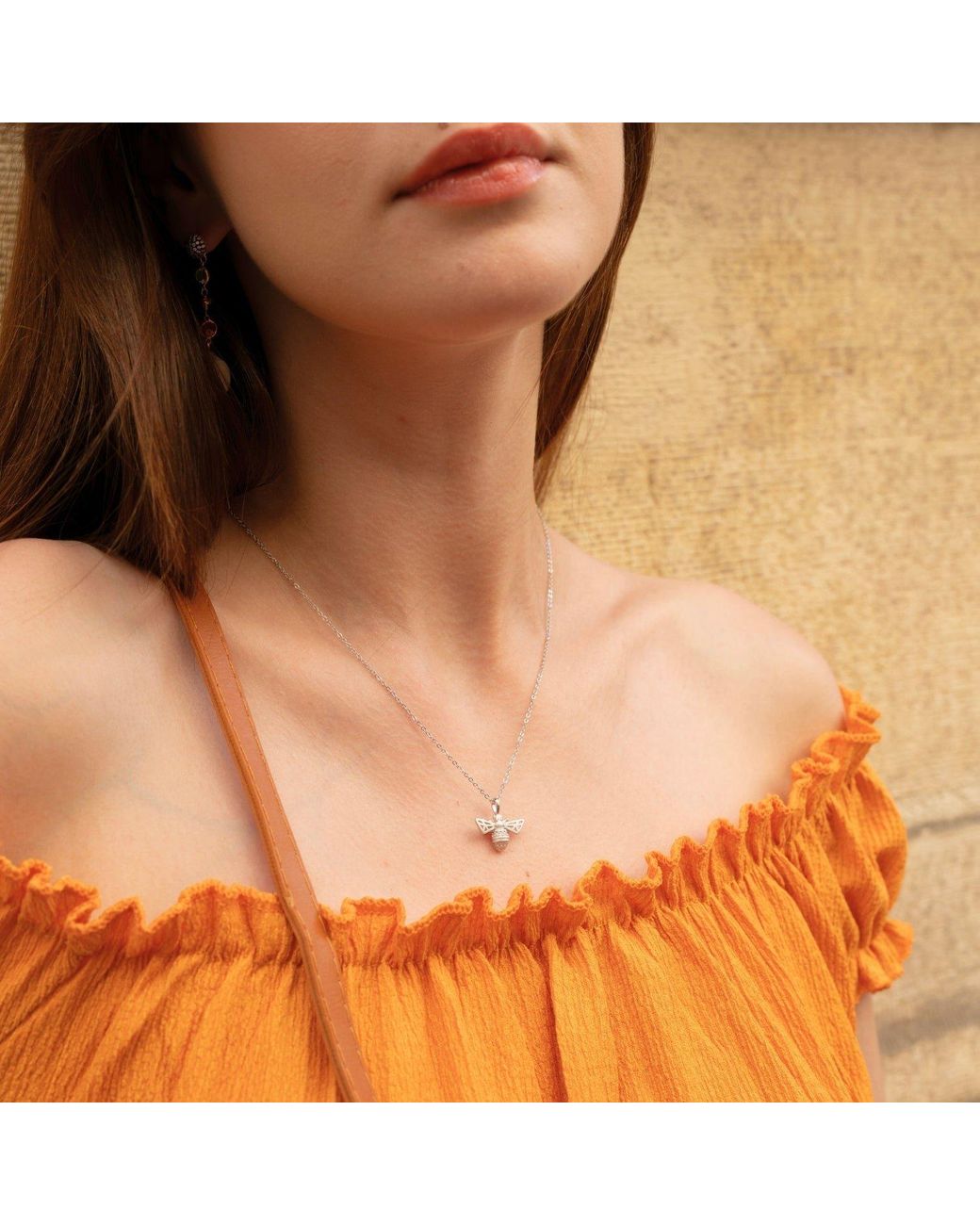 Spero London Metallic Matte Bumble Bee Sterling Necklace