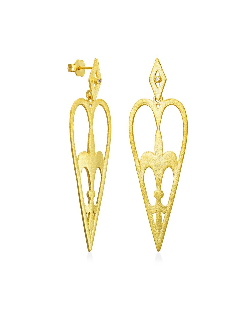 Myrto Katramadou Jewellery Metallic Heartshield – Stud Earrings Matte Large-Plated