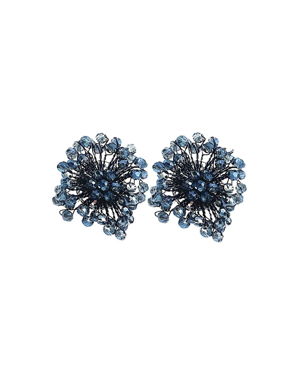 Fairchild Baldwin Blue Button Earrings Denim