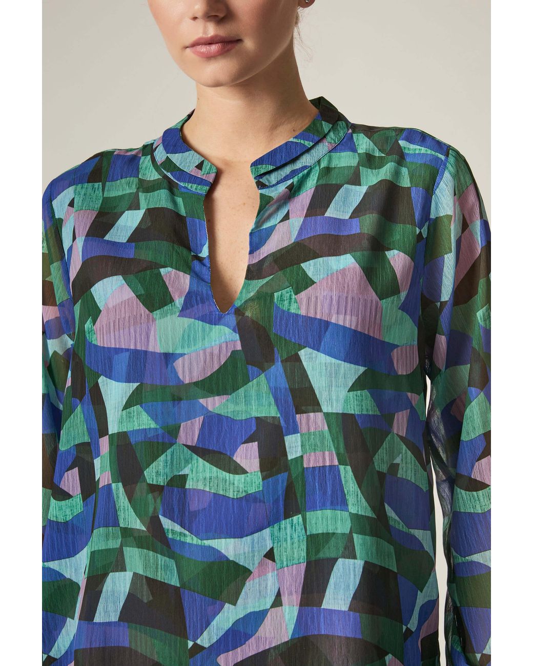 James Lakeland Blue Abstract Print Blouse