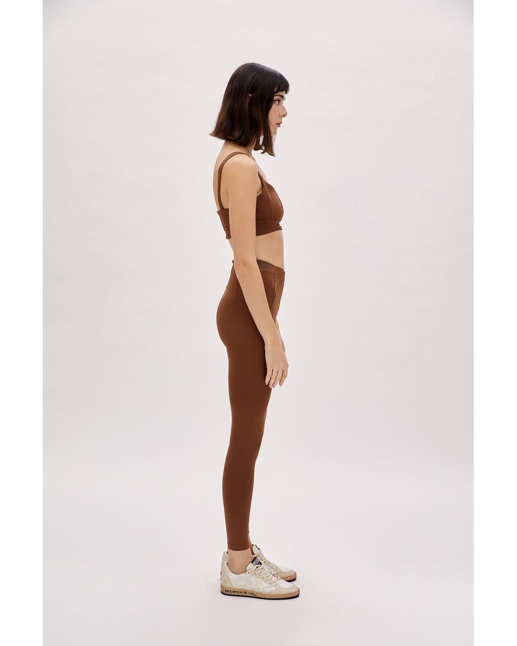 Pcfg Brown Legging With Stitch Detail