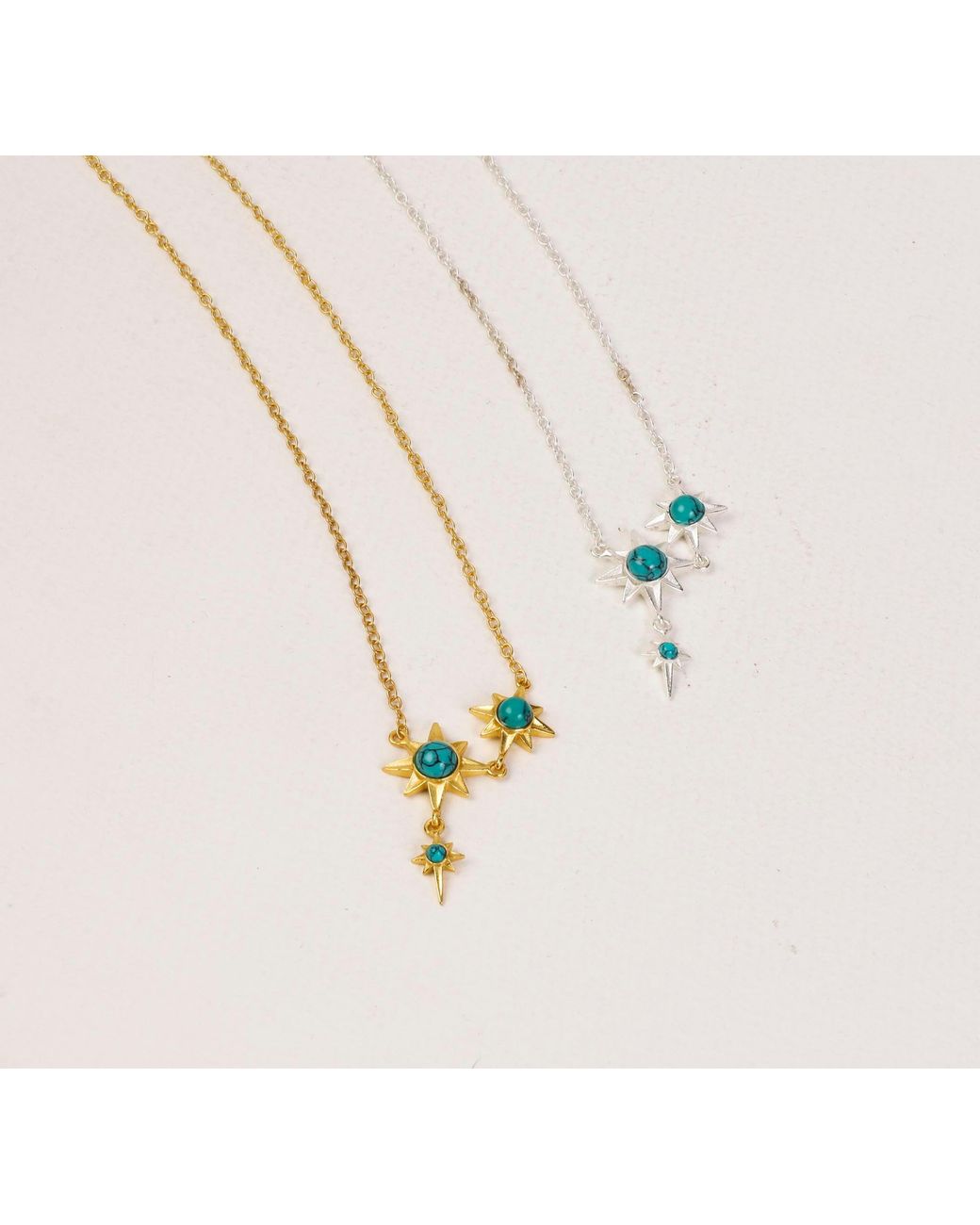 Lila Rasa Metallic Celestial North Star Necklace Gemstone