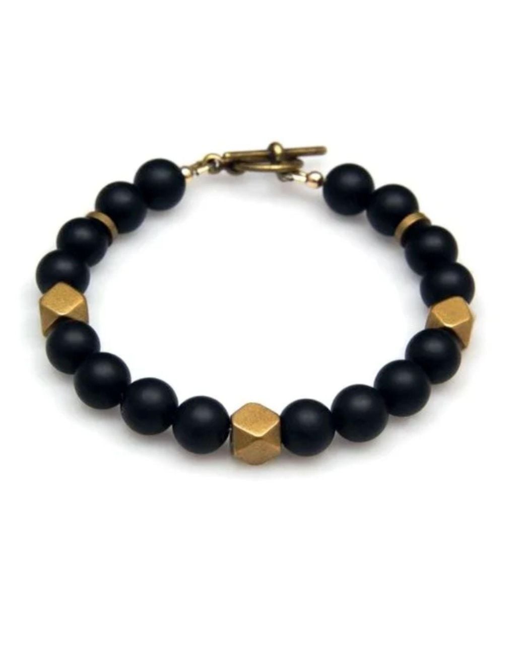 Rachel Nathan Blue Narrow: Matte Agate Bracelet for men