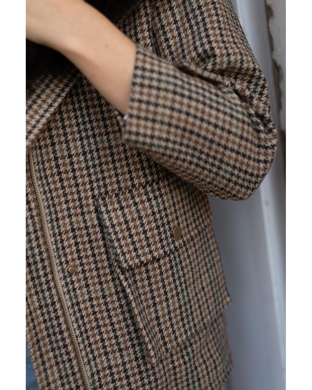 Hortons England Brown Ashford Tweed Faux Fur Jacket