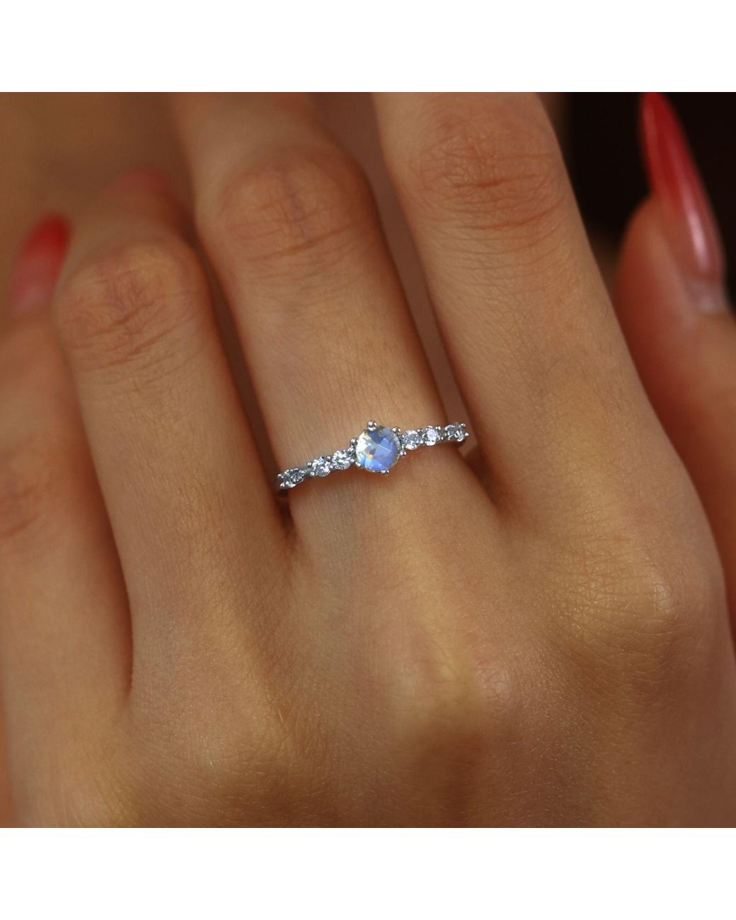 Azura Jewelry New York White The Center Of The Universe Moonstone Ring Vermeil