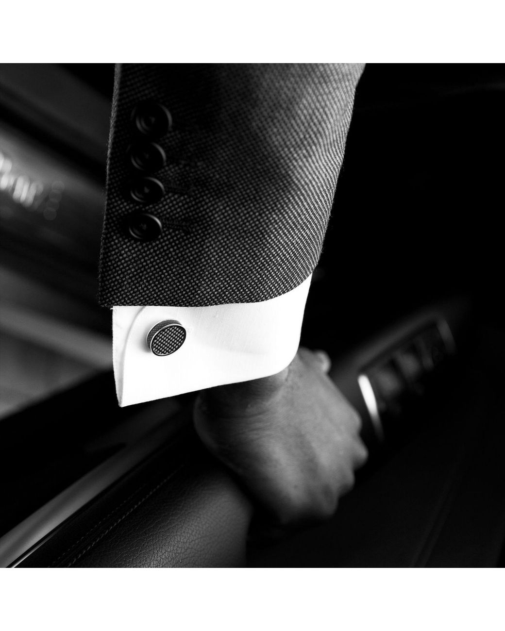 Tateossian Black Carbon Tablet Cufflinks With Palladium Plated & Carbon Fibre for men