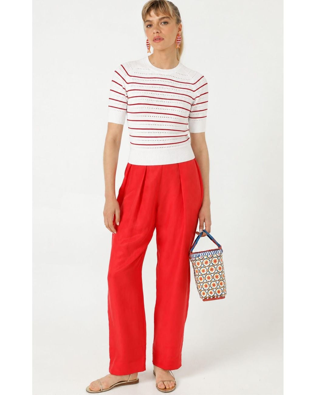 SACHA DRAKE Red Corfu Pant