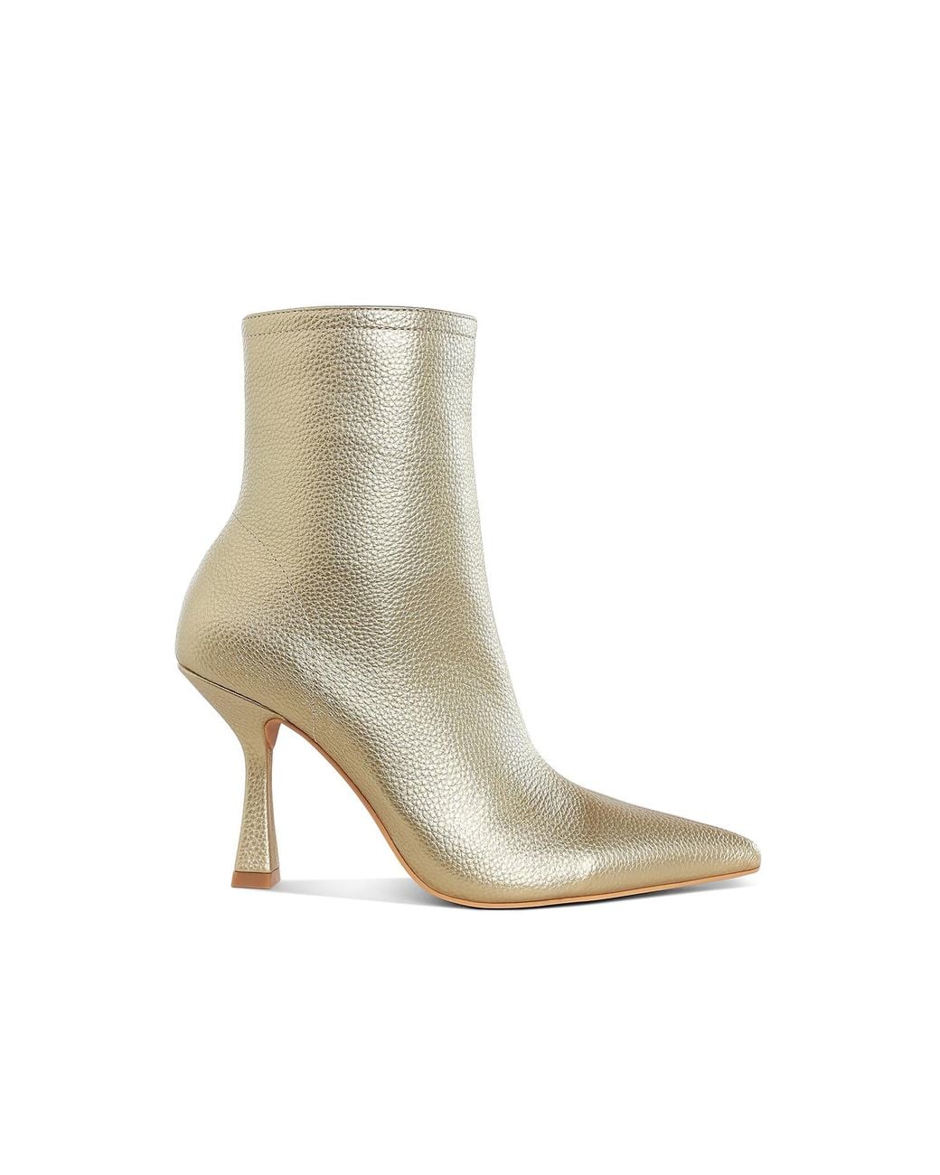Rag & Co Farnak Metallic Pointed Toe Ankle Boots in Natural | Lyst