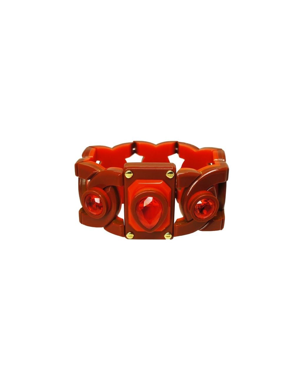 Gissa Bicalho Red Handmade Acrylic Bracelet Links And Stones Cinnamon