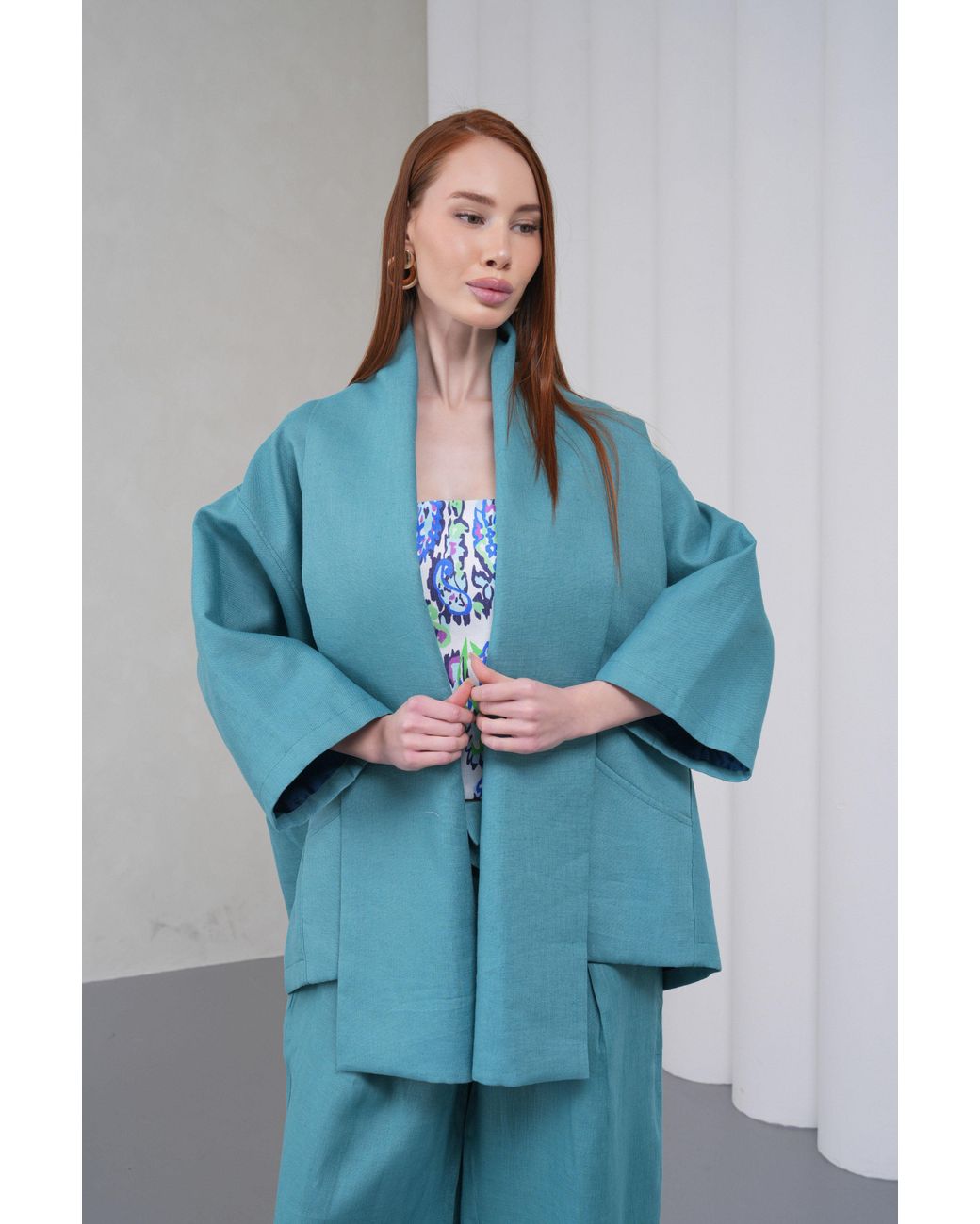 Lumina Eligma Blue The Duality Linen Jacket