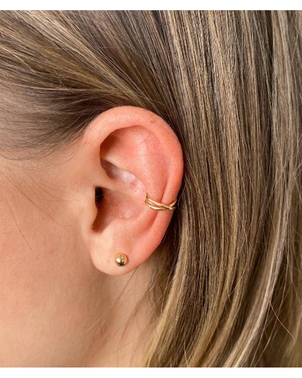 Zahav Jewelry Metallic 14K Solid Continuous Ear Cuff