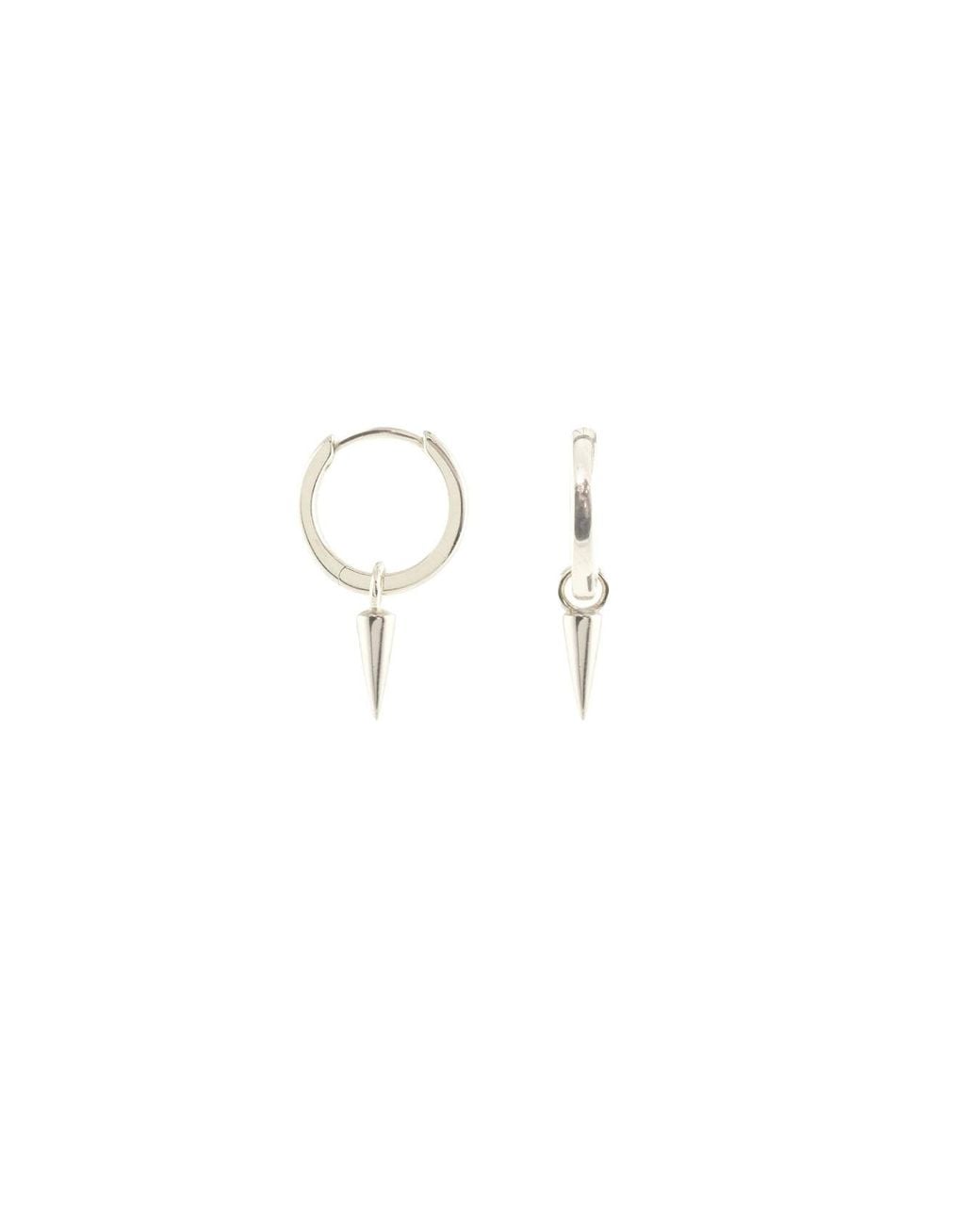 Kris Nations White Spike Huggie Hoop Earrings Sterling