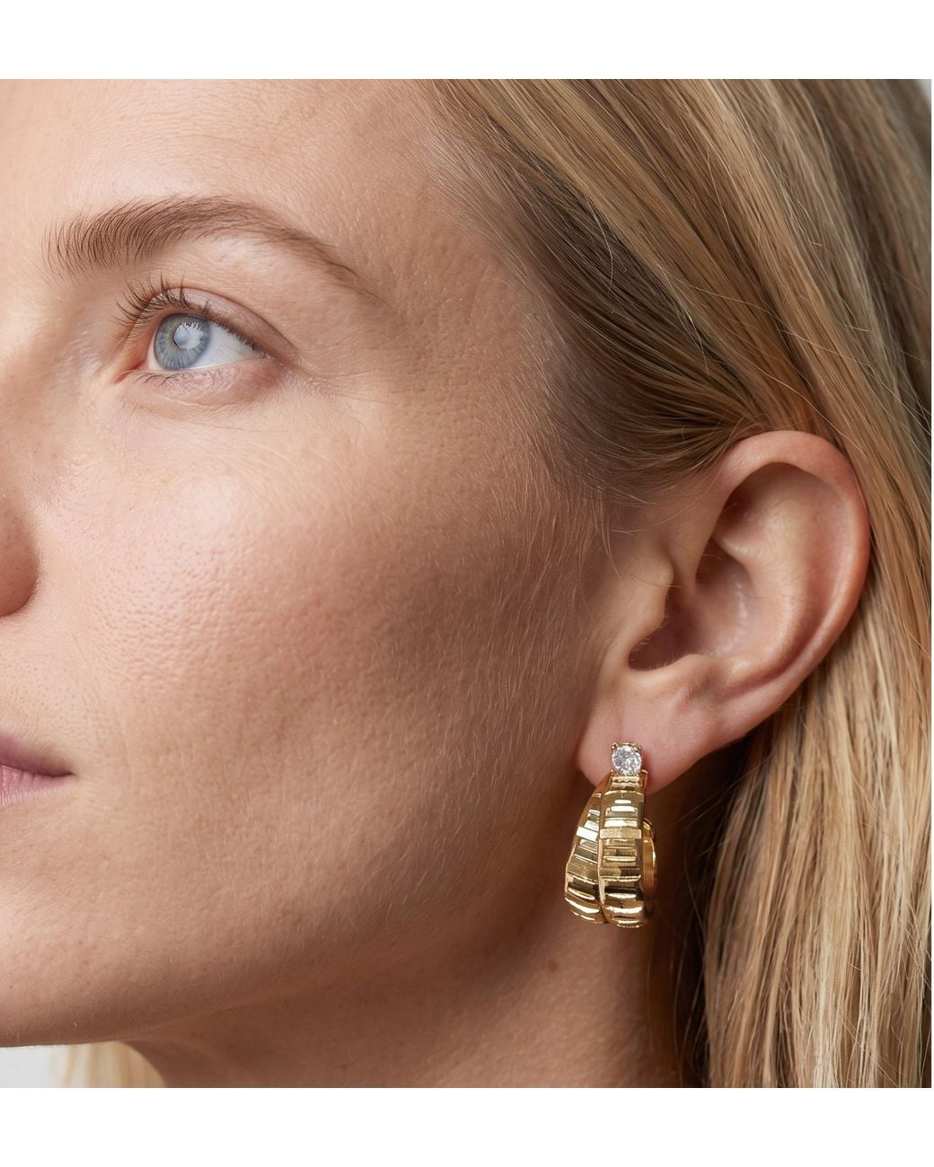 Uchi and Soto Metallic Kin Stone Sculptural Hoop Earrings