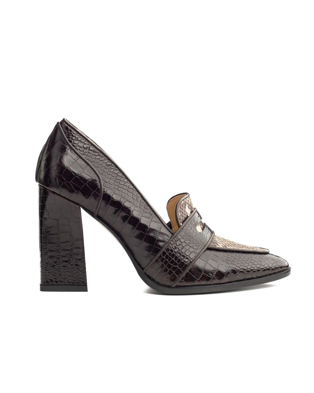 Rosamund Muir London Black Neutrals Annabel Crocodile Print & Snake Print Loafers