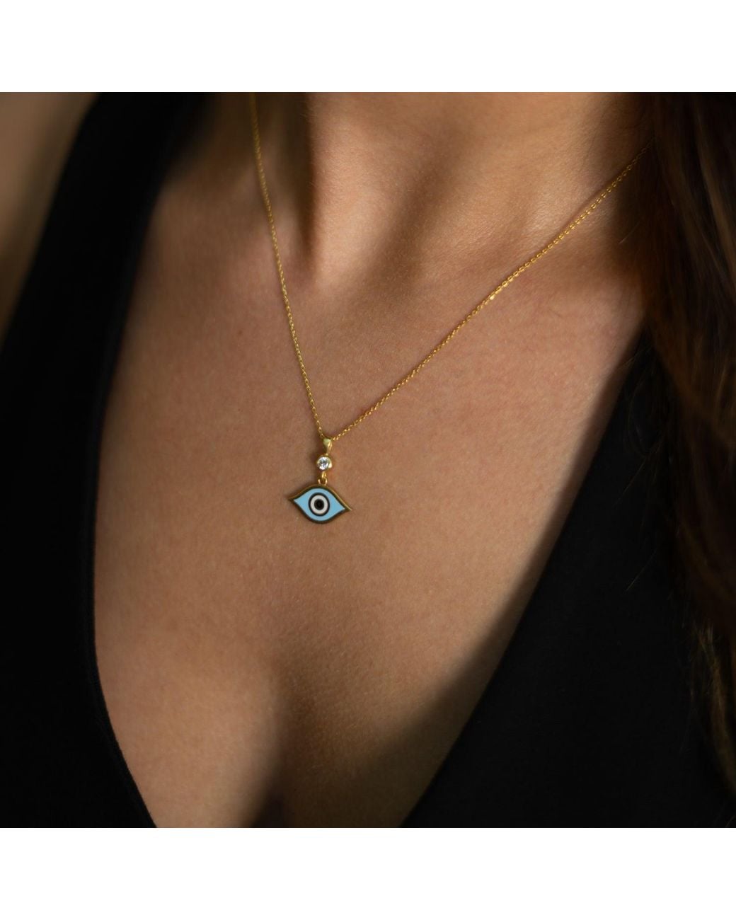 Ebru Jewelry Metallic Celestial Protection Light Evil Eye Necklace