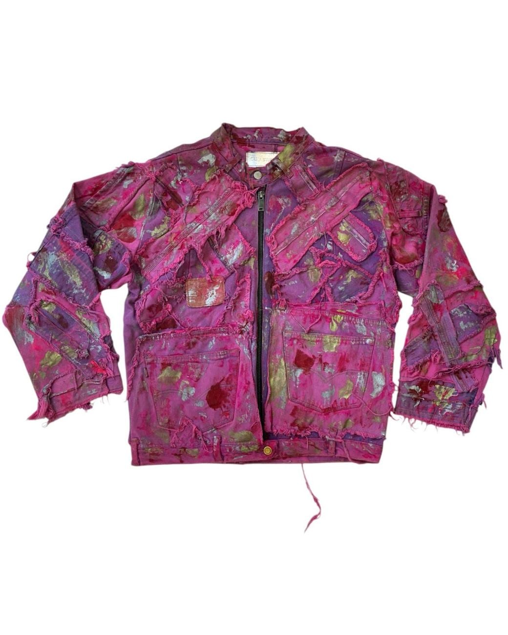 Zasta Studio Purple Wearable Ruins Shredded Denim Colored Jacket A for men