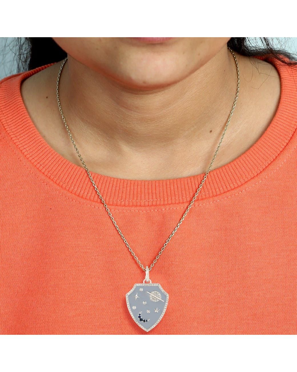 Artisan Metallic 14K Sapphire, Enamel & Diamond Space Pendant