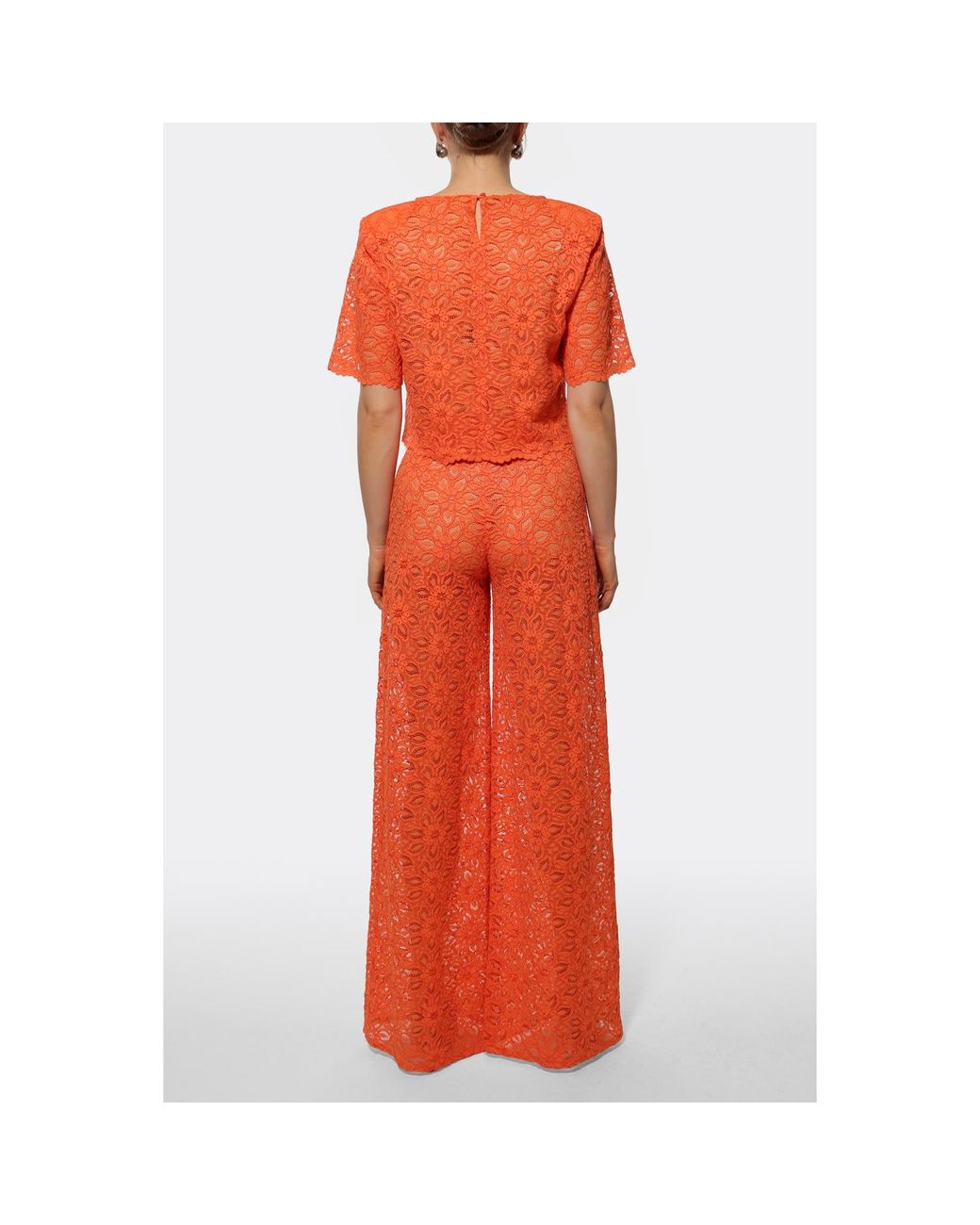 AGGI by HALEWSKI Orange Fibi Sun Lace Top Blouse