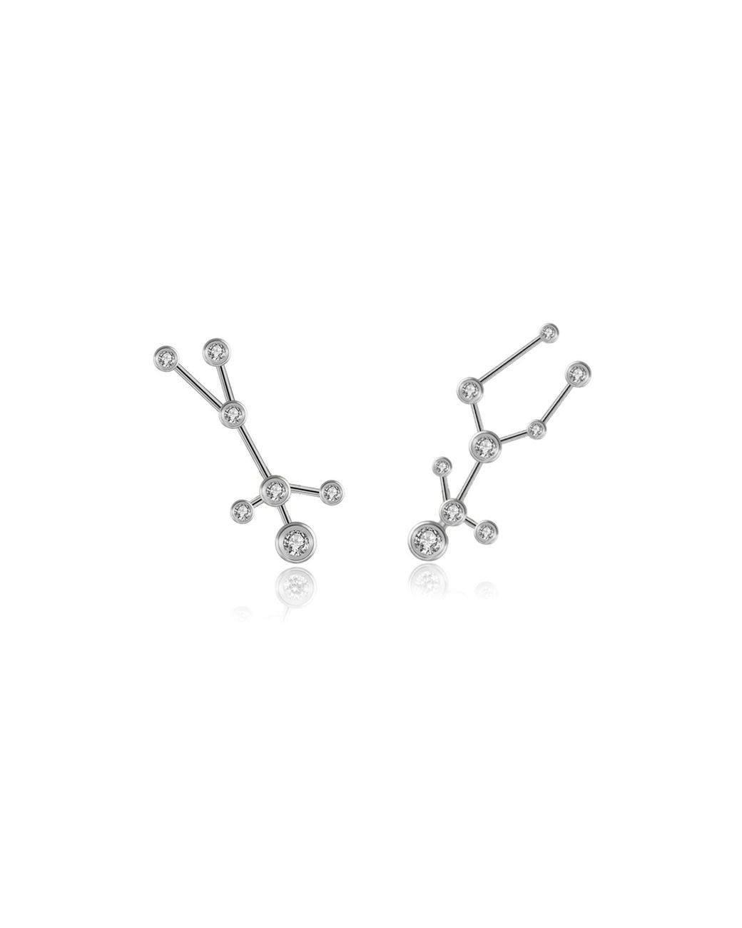 Genevieve Collection Metallic Gemini Zodiac Constellation Earing 18K & Diamond