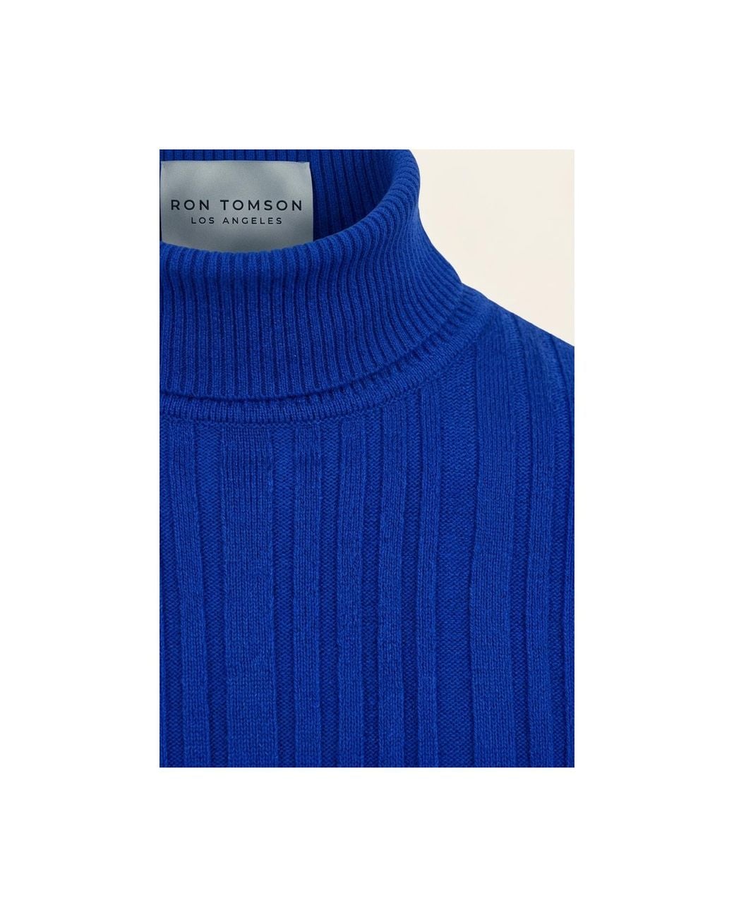 Ron Tomson Blue Roll Neck Ribbed Sweater for men