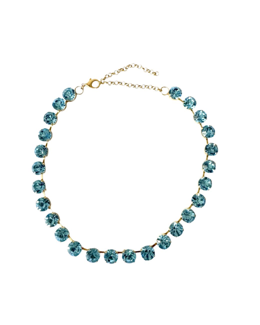 Laura Gray Blue Adjustable Light Aqua Crystal Riviera Necklace