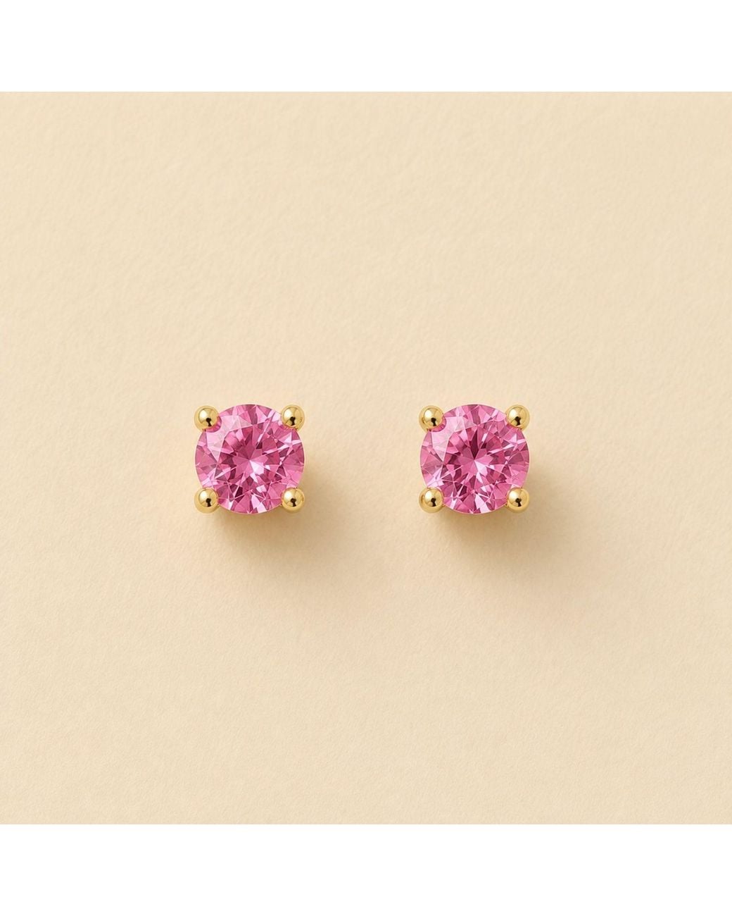 Lily Flo Jewellery Pink Sapphire Claw Set Stud Earrings