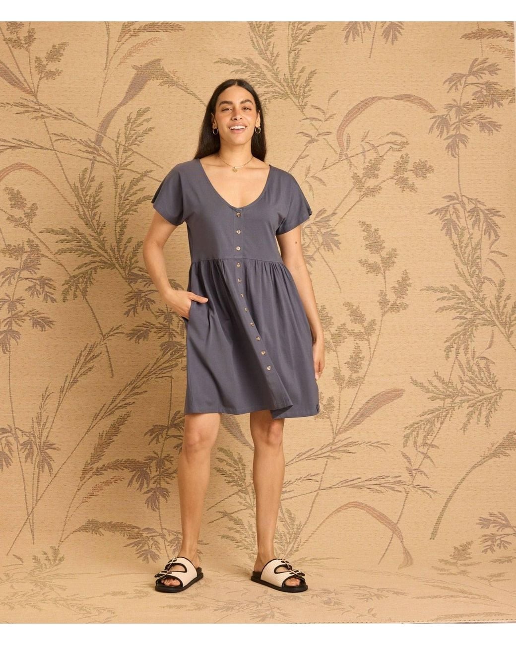 Known Supply Purple Cotton Button Up Dress