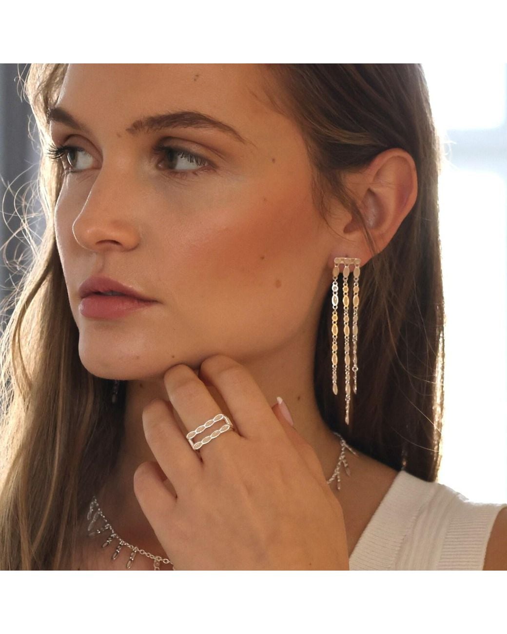 Linda Fiore White Amalei Earring With Creme Enamel