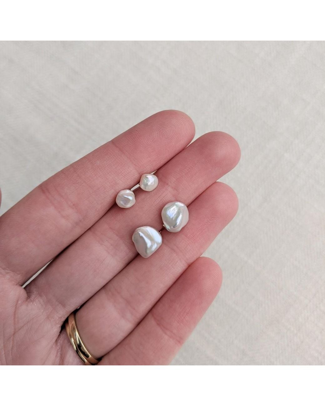 Kiri & Belle Metallic Mini Dot Keshi Pearl Sterling Stud Earrings