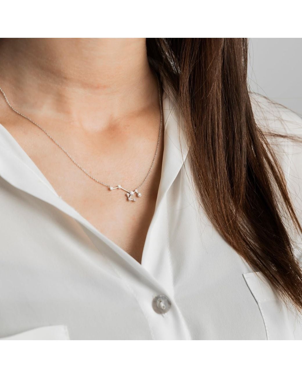 Genevieve Collection Metallic Sagittarius Zodiac Constellation Necklace 18K & Diamond