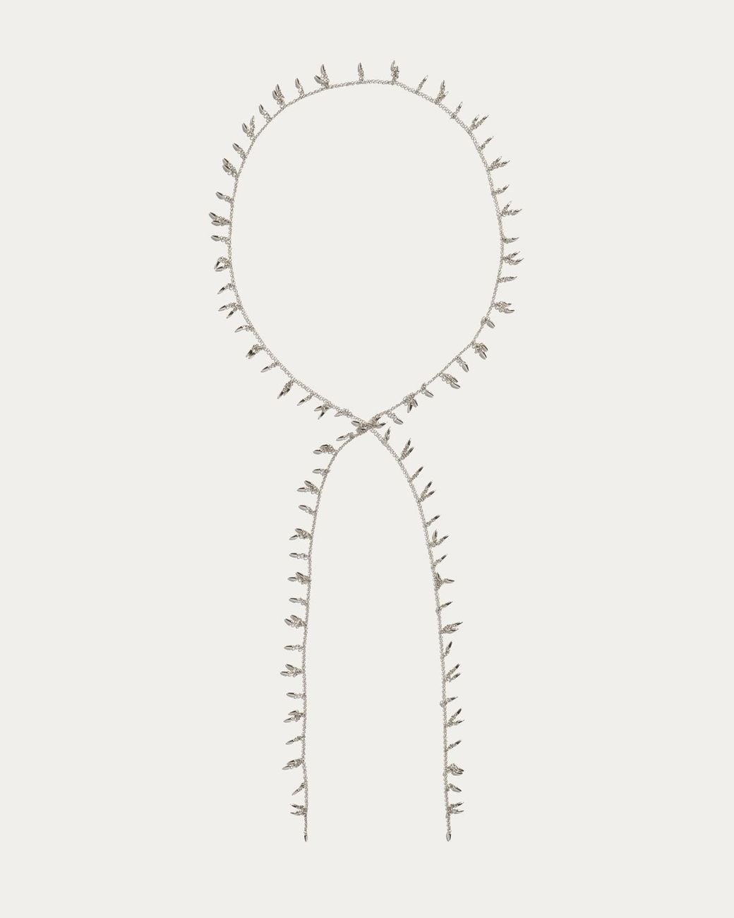 Stone Fruit Metallic Fringe Scarf Necklace