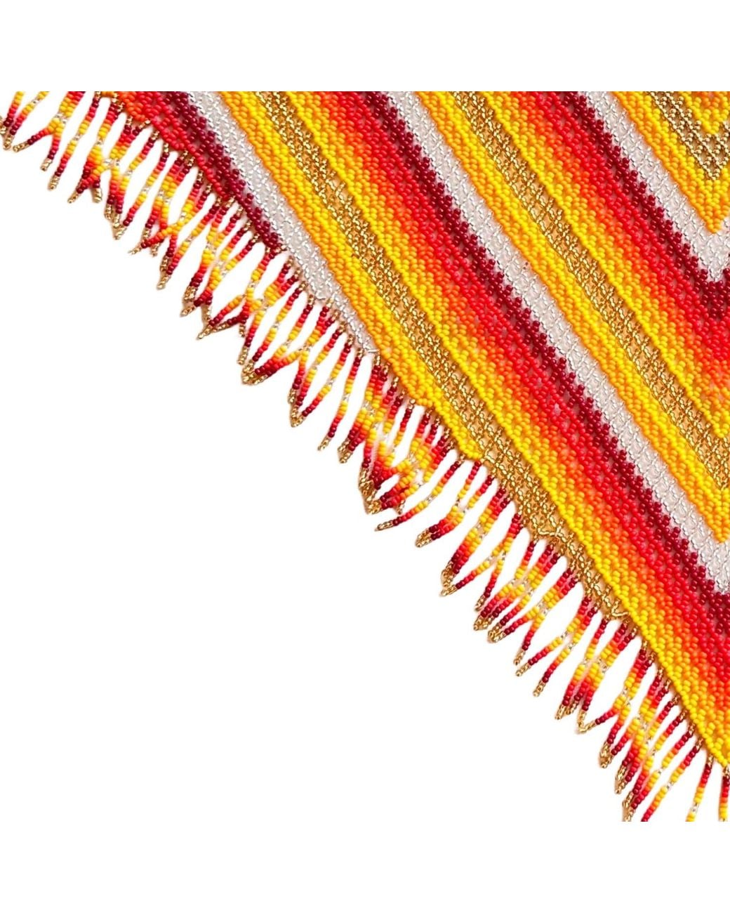 Iliana Arrazola Orange Scarf Fringe Necklace, And, Glass Beads, Beaded Jewelry