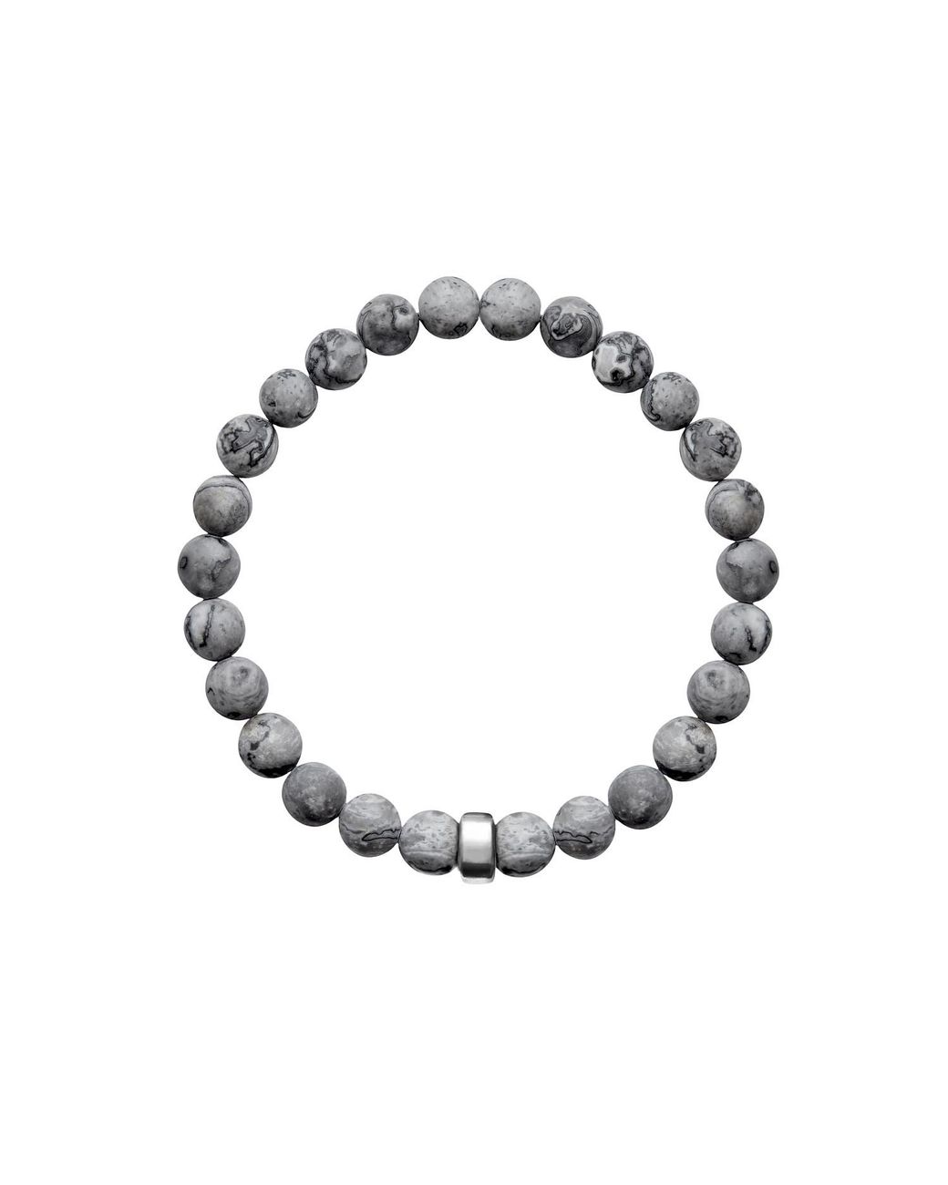 Ora Pearls Metallic Aro Men's Map Jasper Bracelet Silver Bead for men