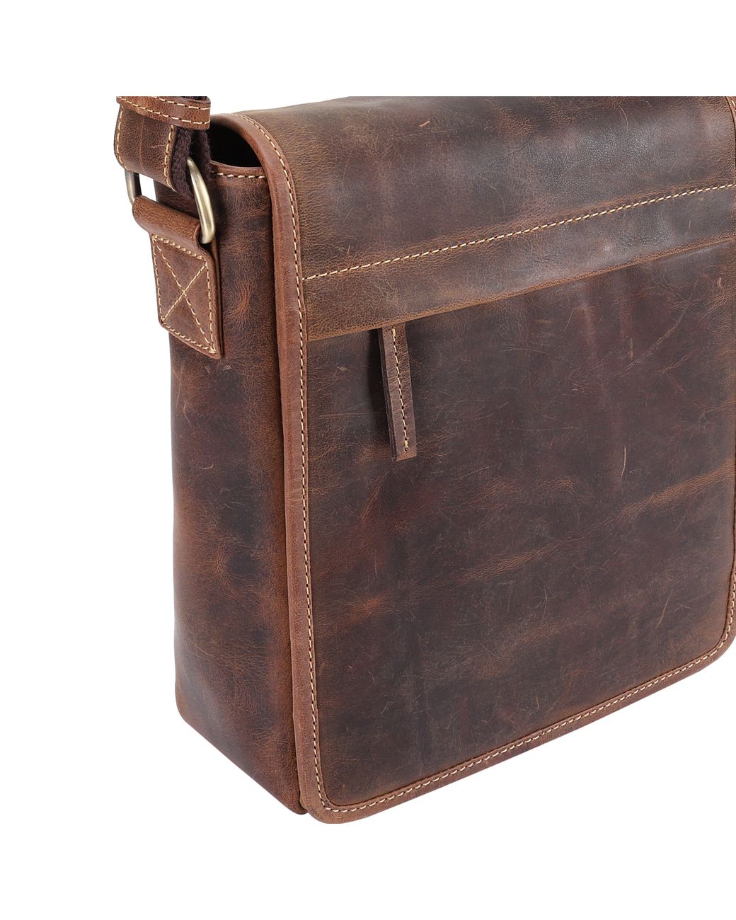 Lloyd Baker Brown Arrah Distressed Leather Crossbody Bag for men