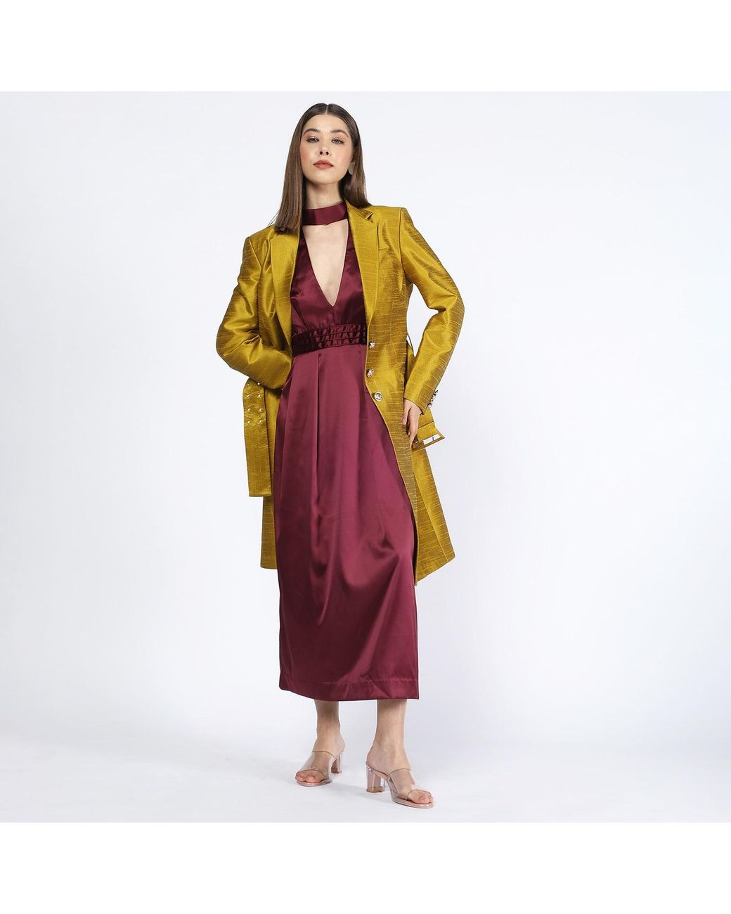 Richa Sharma Green Luxury Long Coat